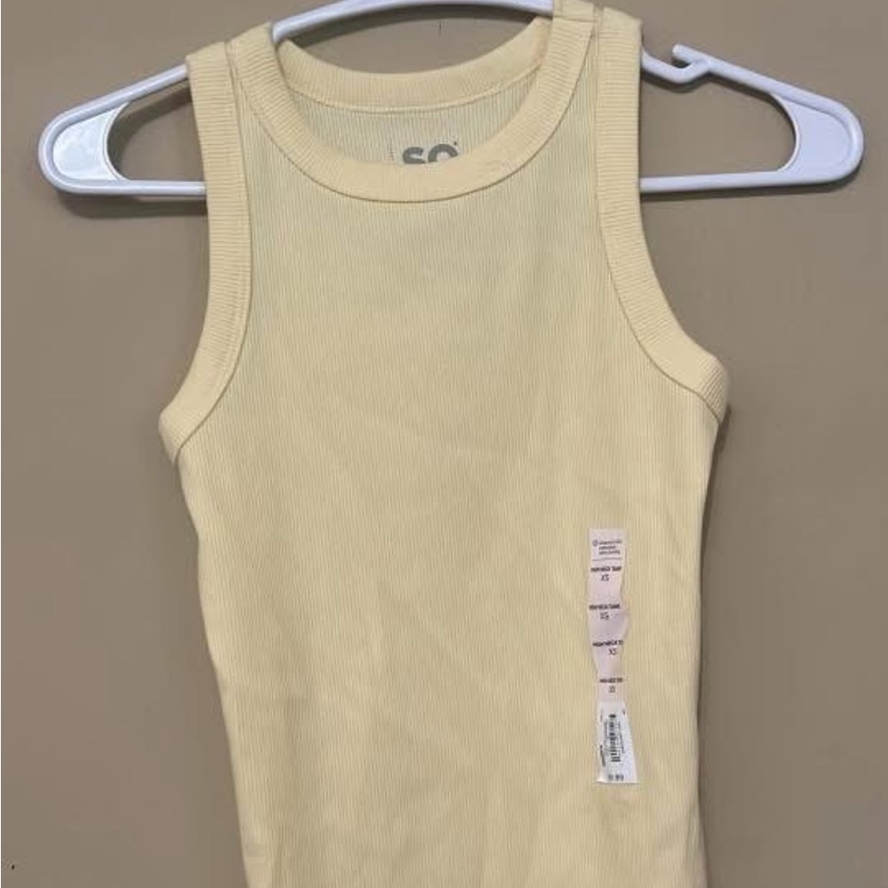 SO Light Yellow Ribbed Tank Top